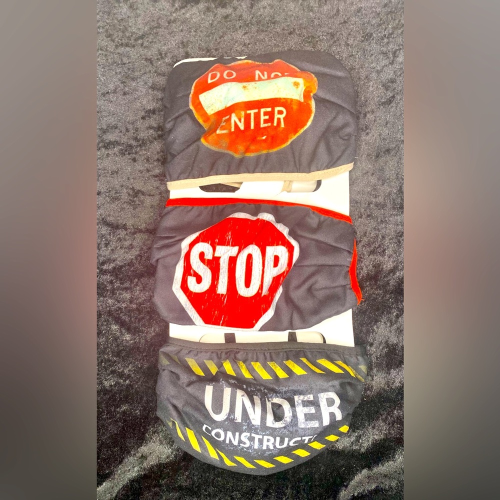 Fashion Road Sign Face Masks Stop Sign Do Not Enter Under Construction,Pack of 3